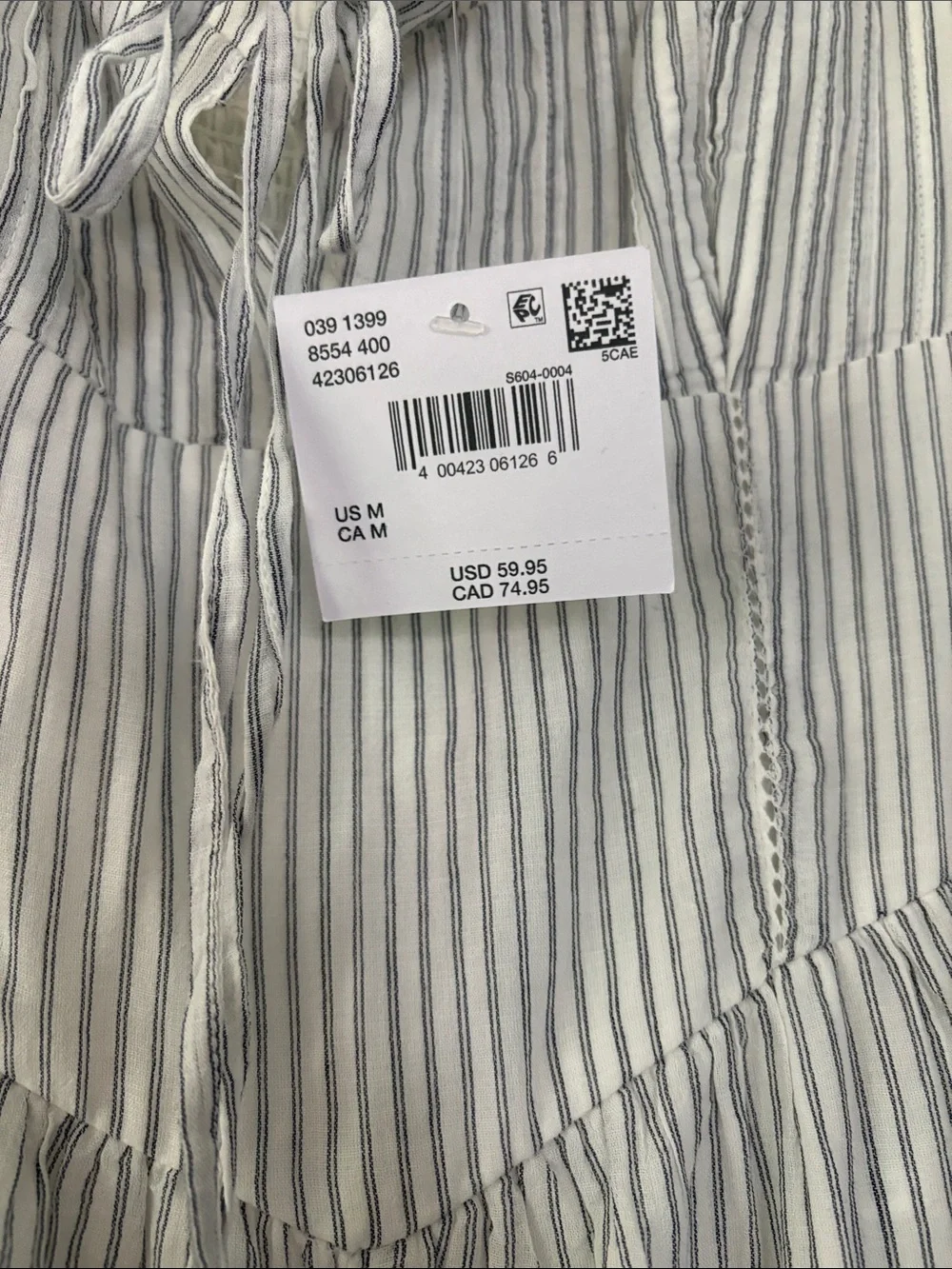 NWT American Eagle Medium 100% Cotton Corset Jumpsuit Wide Leg White Pinstripe